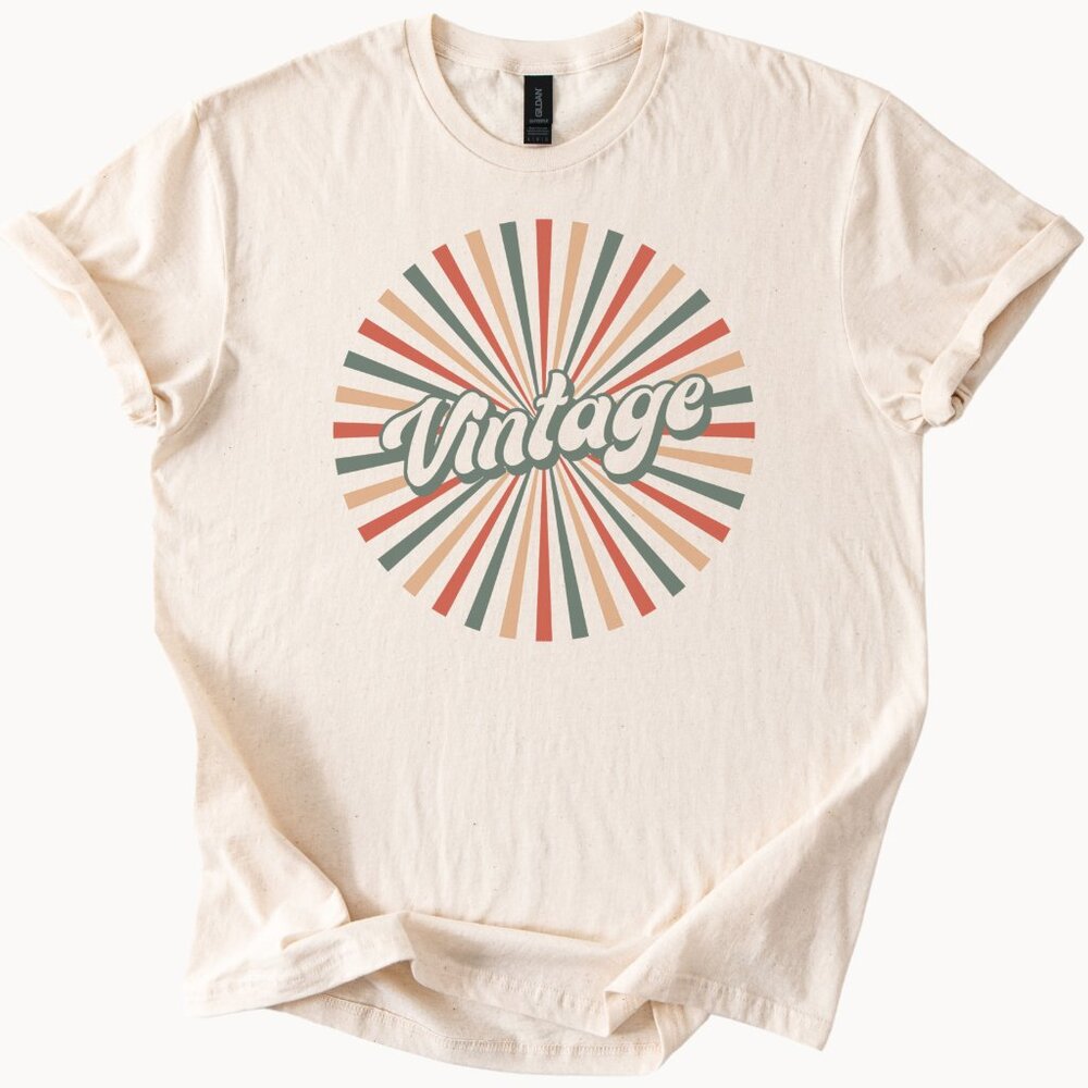 Retro Sunburst Graphic Tee, Groovy Style Shirt